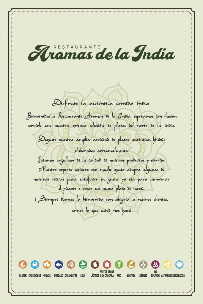 AROMAS DE LA INDIA MENU ESPANOL Pagina 01